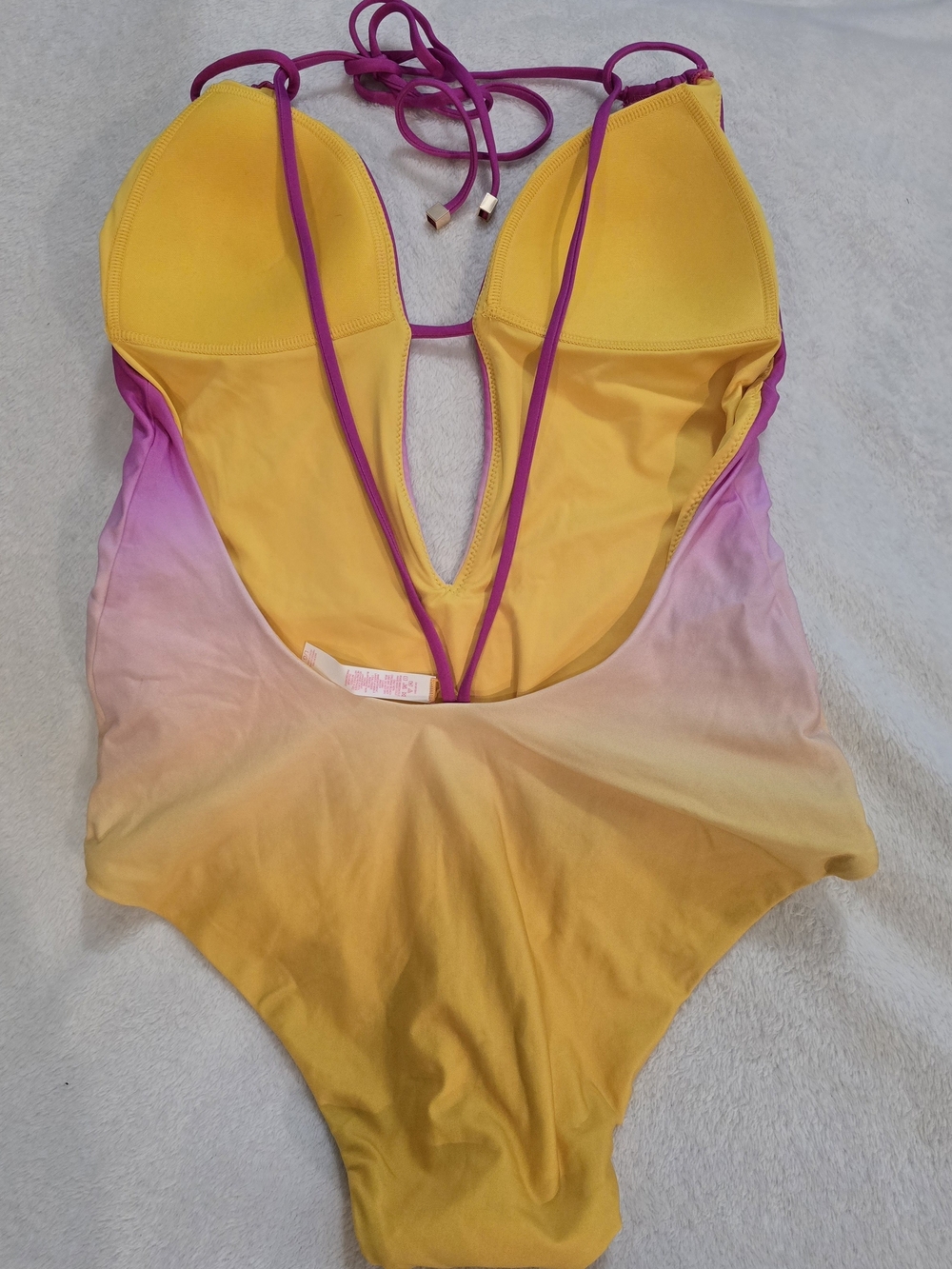 Victoria's Secret Girls Ombre Pink to Yellow Halter One-Piece Swimsuit - Picture 3 of 4